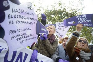Spanish feminists rally