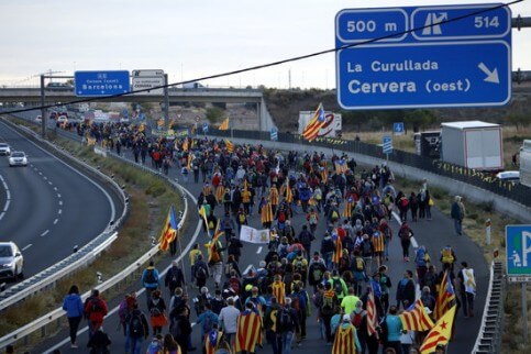 Protest march towards Barcelona