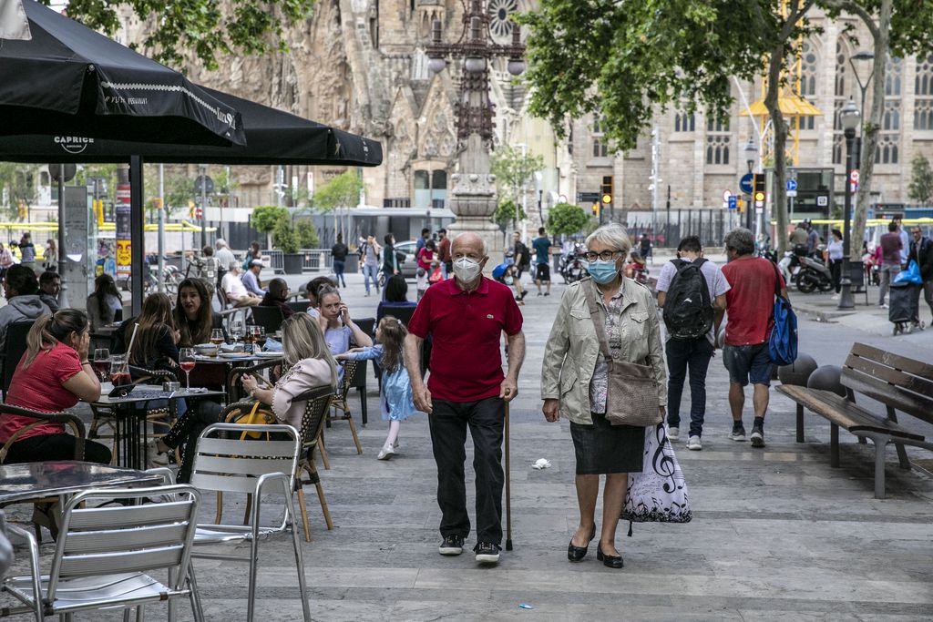 Citizens out and about in Barcelona during the de-escalation of lockdown restrictions