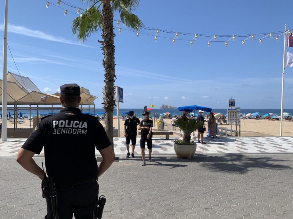 Local police at Benidorm beach