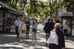 People walking in La Rambla in Barcelona