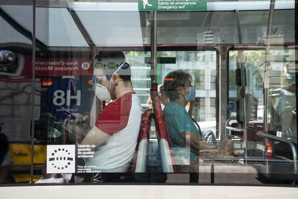 Passengers on a bus in Barcelona