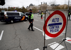 Police controls in Madrid during the State of Alarm.
