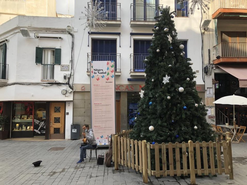 Christmas tree in central Sitges, Catalonia
