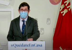 Manuel Villegas during a press briefing in Murcia
