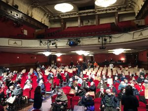 Senior citizens enjoying their first outing for a year, to the EDP Theatre