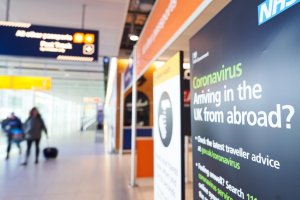 Coronavirus sign for passengers arriving at Heathrow, London. (Heathrow Airport)