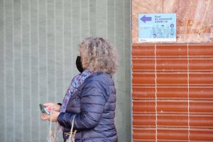 A woman heading to receive a jab of the Covid-19 vaccine in Barcelona