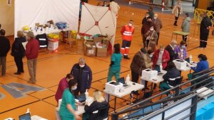 Citizens arriving for Covid-19 vaccinations in Calahorra, La Rioja