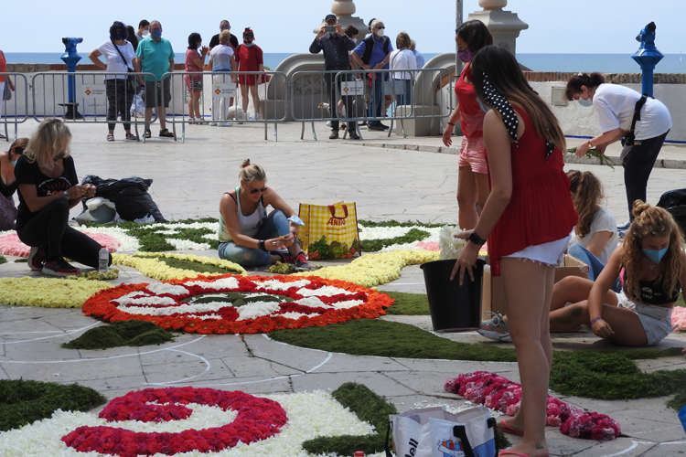 A 'carpet' of flowers outside Sitges church during Corpus Christi