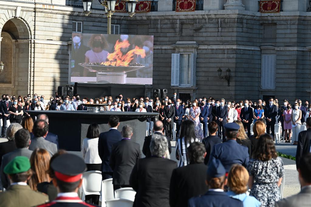 An image of the state tribute held at the Royal Palace in Madrid