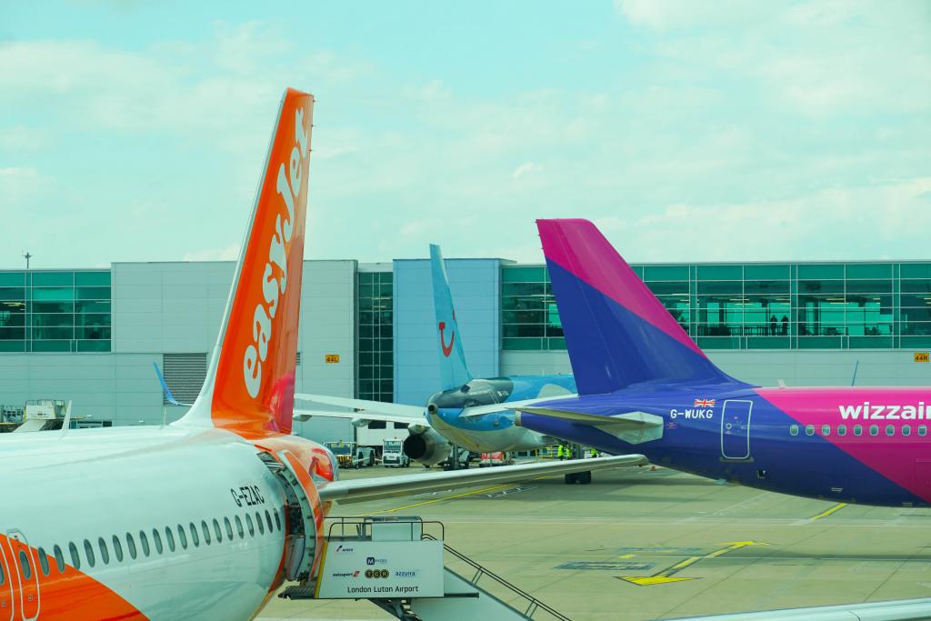 Aircraft at London Luton Airport.