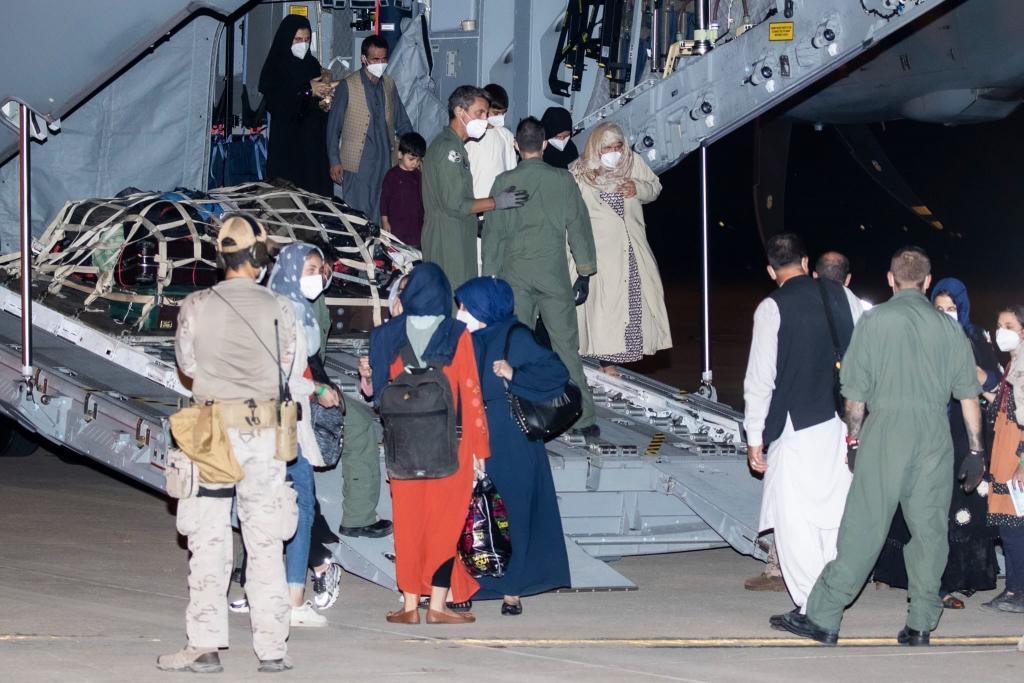 Evacuees from Afghanistan arriving in Spain.