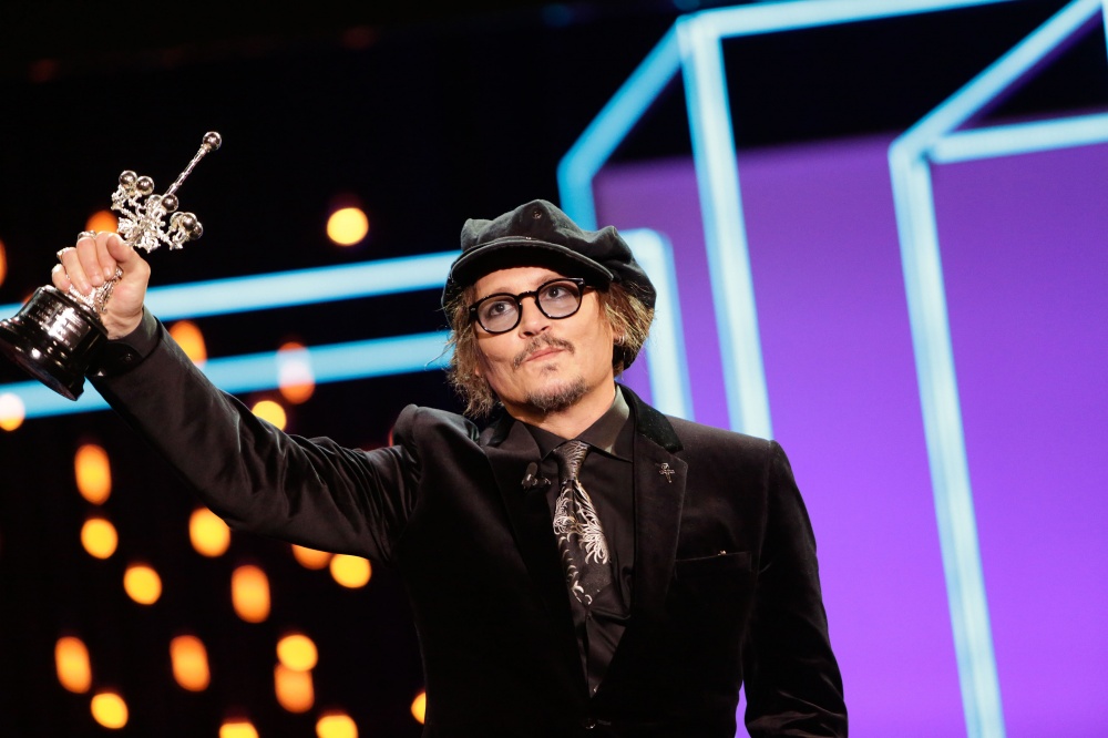 Johnny Depp receiving the Donostia Award