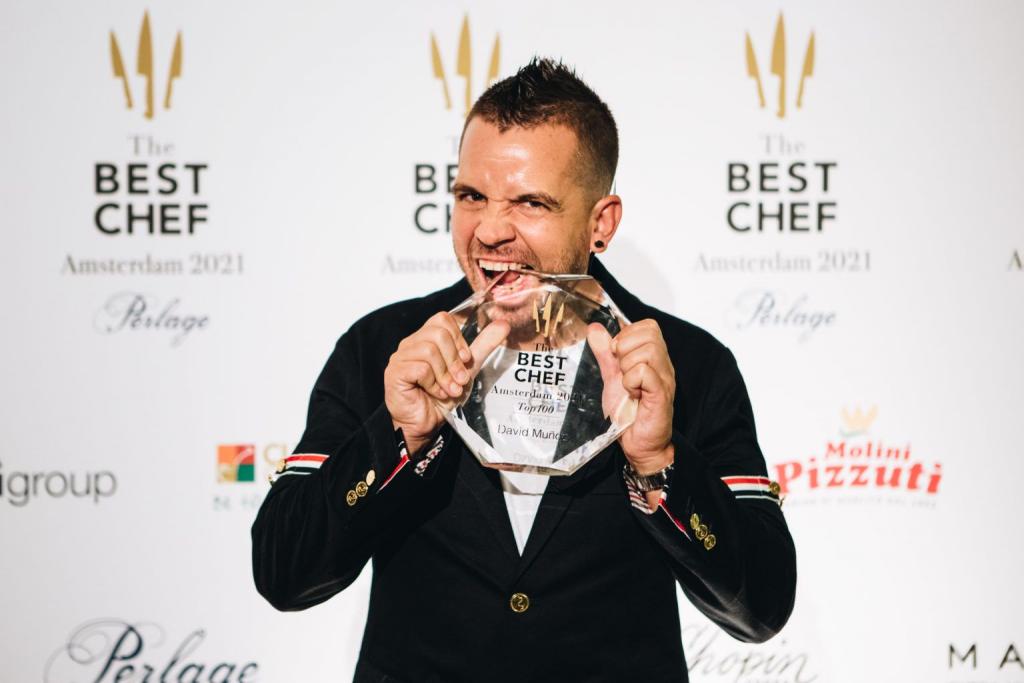 Chef Dabiz Muñoz of DiverXo in Madrid celebrating The Best Chef Top100 Award.