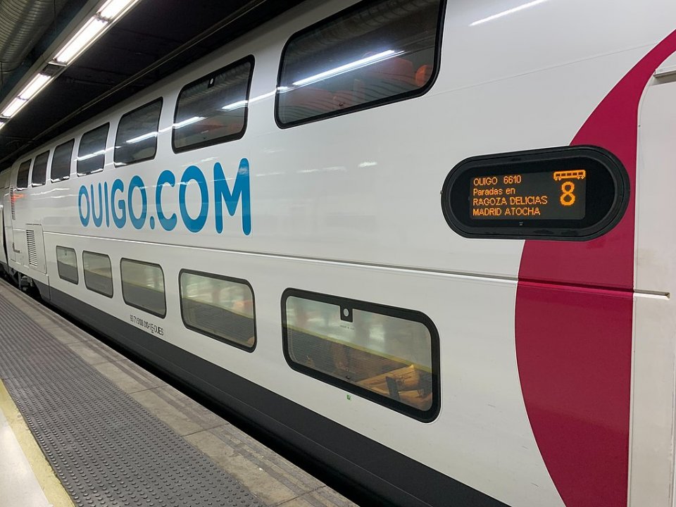 Ouigo train at Barcelona Sants.