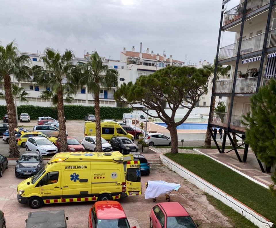 Emergency vehicles at the scene in Sitges