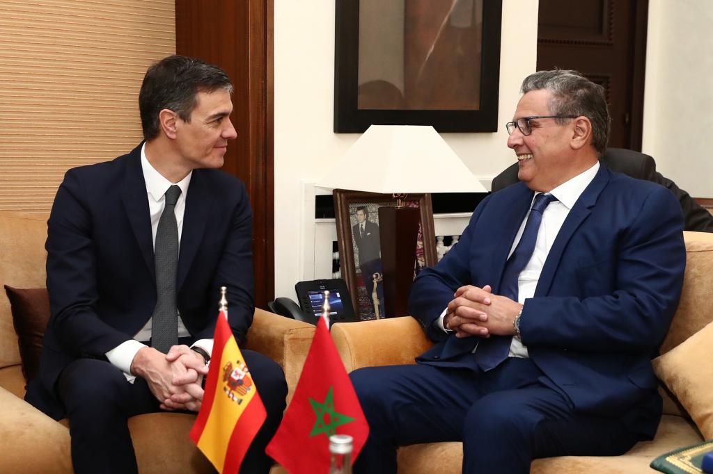 Pedro Sánchez with Moroccan Prime Minister Aziz Akhannouch