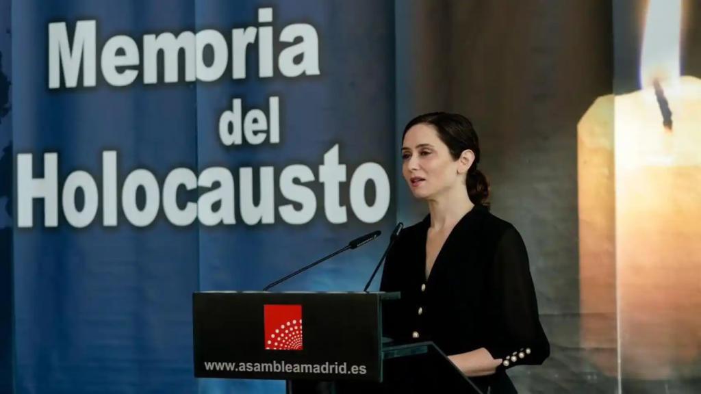 Ayuso delivers her much-criticised speech on Holocaust Memorial Day.