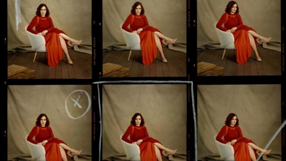 A contact sheet from a Vanity Fair cover shoot featuring Isabel Ayuso.