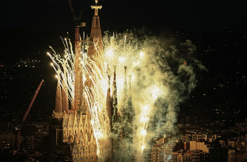 Pope blesses Sagrada Familia’s Tower of Jesus after visits to prison and Montserrat